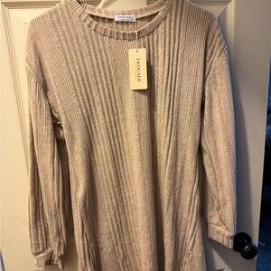 Women's Ribbed Sweater dress - Tan